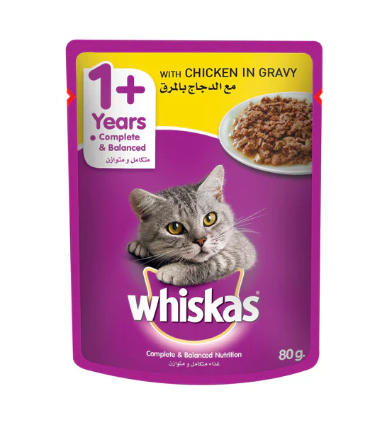WHISKAS 1+ Years with Chicken in Gravy 80G