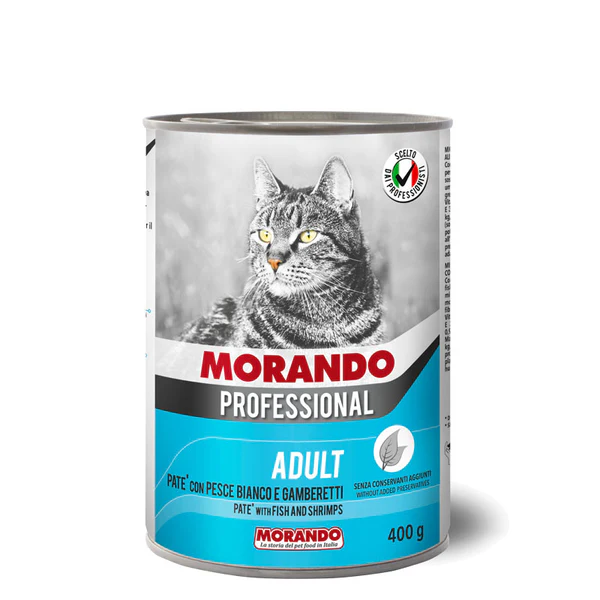 Morando  Adult Cat Paté with White Fish And Shrimp 400GR