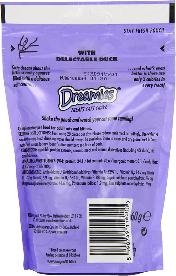 Dreamies – Crunchy Cat Treats with Delectable Duck