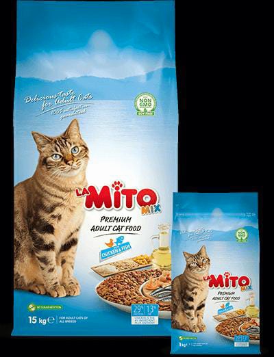 Mito Mix Adult Cat Dry Food – Chicken & Fish Flavor – 15KG