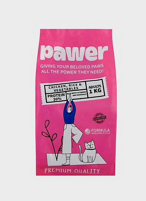 Pawer Dry Food with Chicken, Rice & Vegetables for Adult Cats – 1kg