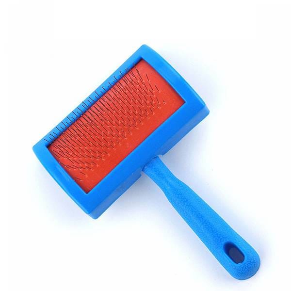 Black or white plastic brush with metal teeth