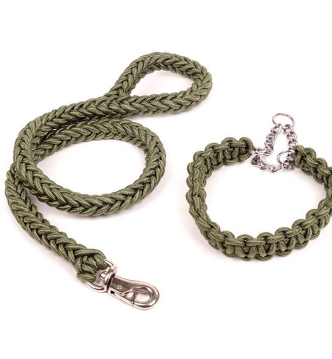 small collar with braided leash