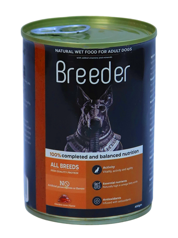 Breeder Wet Food for Dogs – Chicken Liver Flavor – 400g