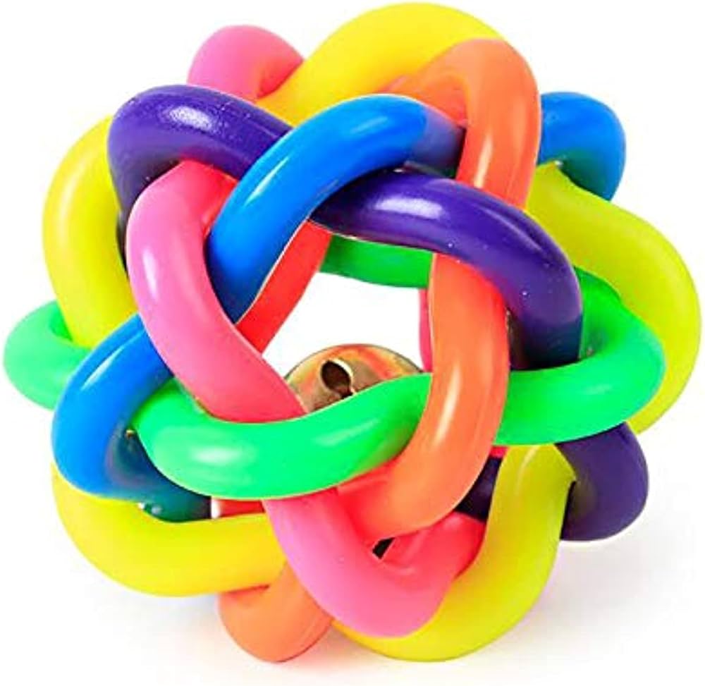 Colorful Rubber Dog Toy with Bell Nedium size