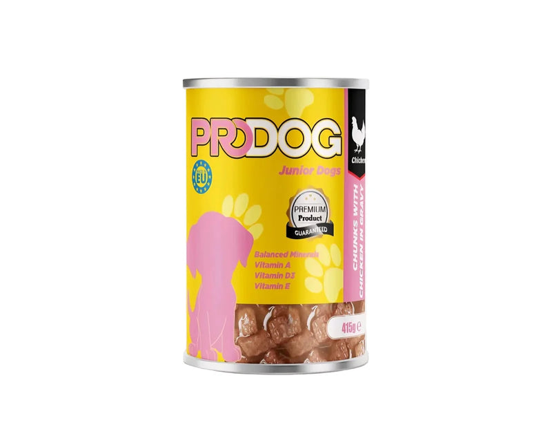 Pro Dog Junior Dogs – Chunks with Chicken in Gravy 415g