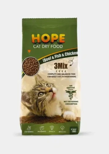 HOPE Cat Dry Food 3 Mix (Beef & Fish & Chicken)10kg - 500gm