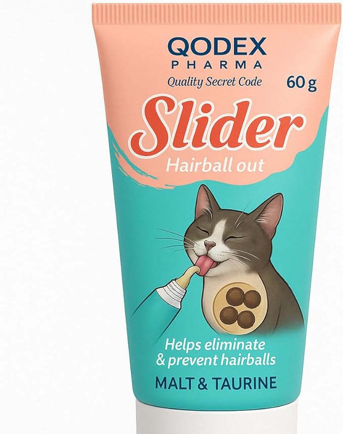 Slider Anti-Hairball Paste for Cats, 60g, Malt Flavoured: