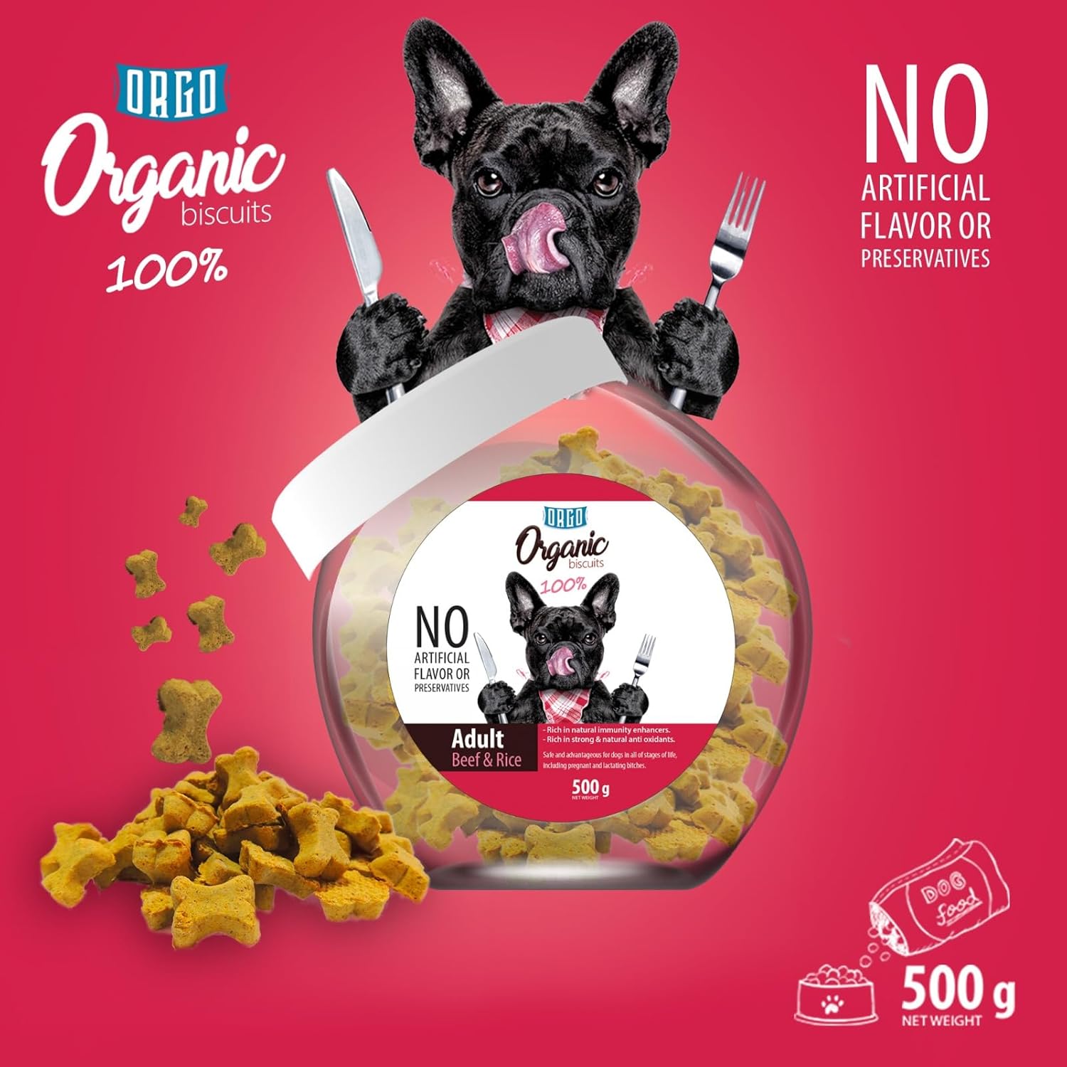 ORGO Organic Treats for Adult Dogs - Beef & Rice