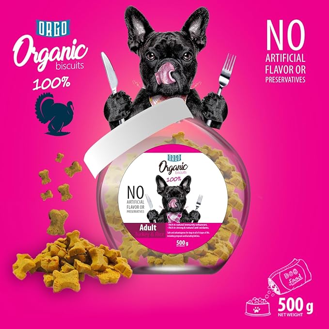 ORGO Organic Treats for Adult Dogs - Turkey & Rice