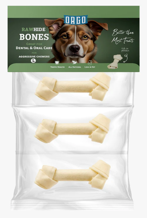 Orgo Rawhide Bones For Dog Dental Oral Care - 3 pcs