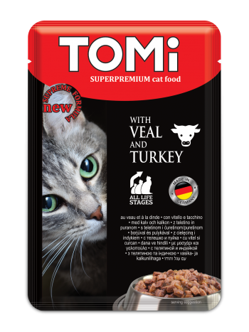Tomi cat wet food 100 gm with veal&turkey
