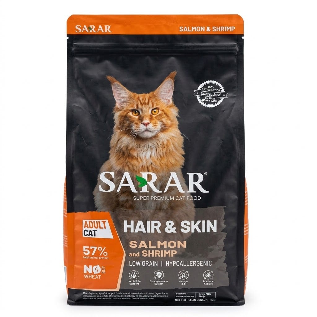 Sarar Hair & Skin Adult Cat Dry Food with Salmon & Shrimp 2kg