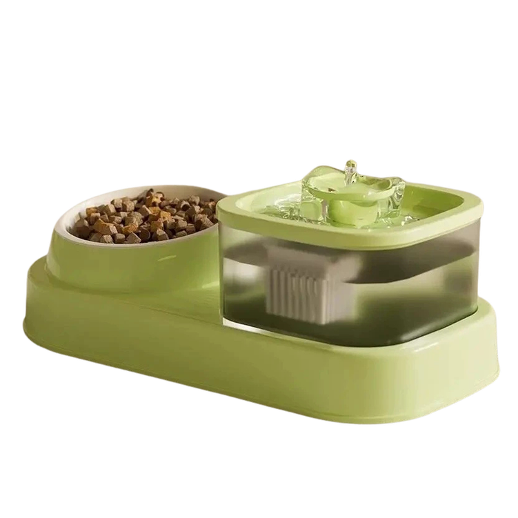 Dual Pet Feeding Bowl with Water Dispenser