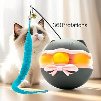 Interactive Rolling Cat Toy with Teaser Wand & Bell