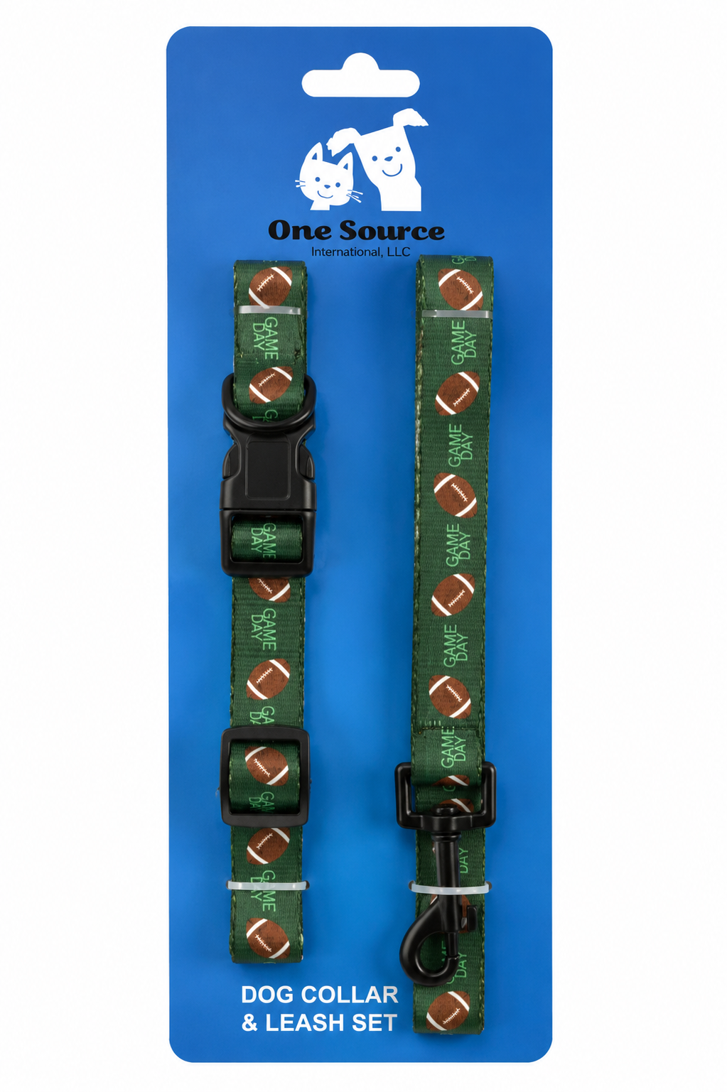 One Source Dog Collar & Leash Set – Game Day