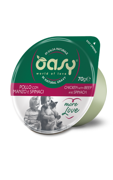 Oasy Caprice More Love Wet Cat Food in Natural Gravy – 70g - Chicken with Beef & Spinach