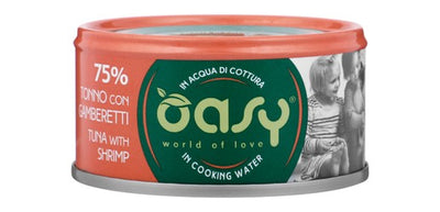 Oasy Wet Cat Food in Cooking Water – 75% - TUNA AND SHRIMP