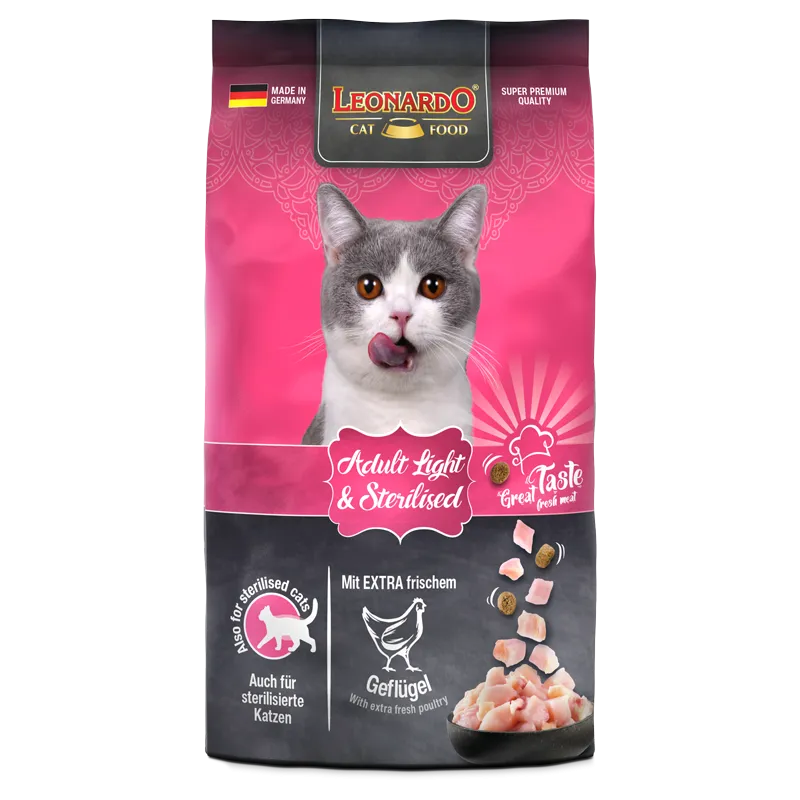 LEONARDO Adult Light & Sterilised Cat Food – Poultry 1.8 kg