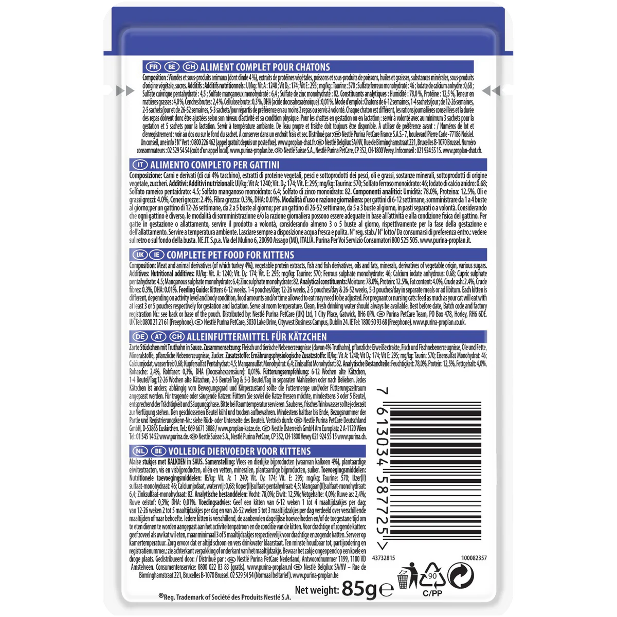 PURINA PRO PLAN Junior Nutri Savour with Turkey in Gravy 85g